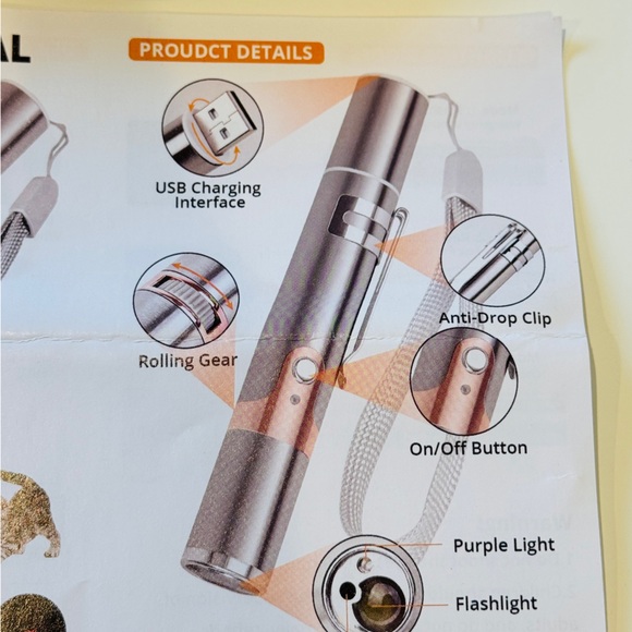 Cat Laser Toy NWOT Kitten Feline toys Silver handheld laser device  exercise toy - Picture 6 of 12